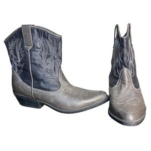 London Rebel Grey Black Nashville Western Boots Distressed Women's Size 8